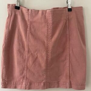 Wishlist Jeans Womens Dusty Rose Pink Denim Mini Skirt Size L Back Zip Seamed